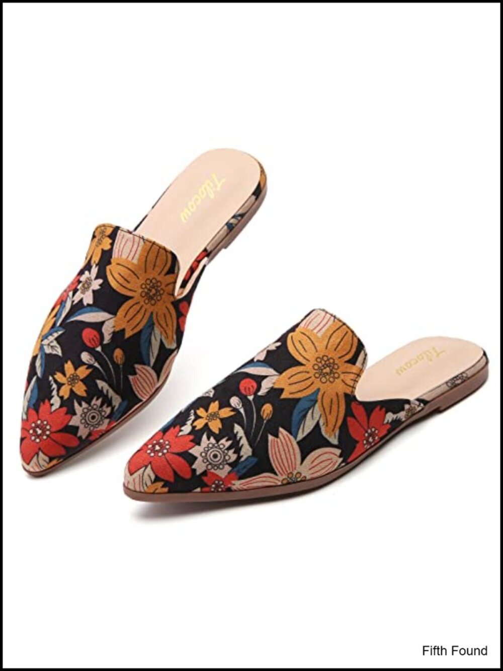 Pointed Toe Mules for Women Slip On Backless Flats